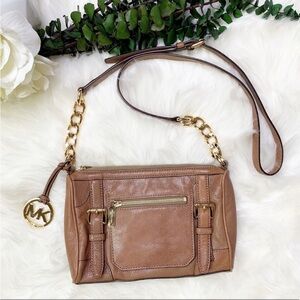 Michael Kors Tan Brown Leather Crossbody Bag